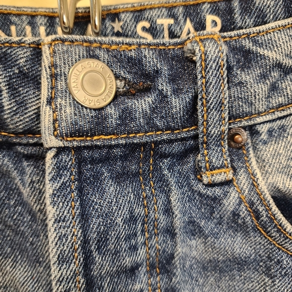 Vanilla Star 90s Boyfriend Straight Leg Medium Blue Jeans Distressing Size 3 - Picture 8 of 13